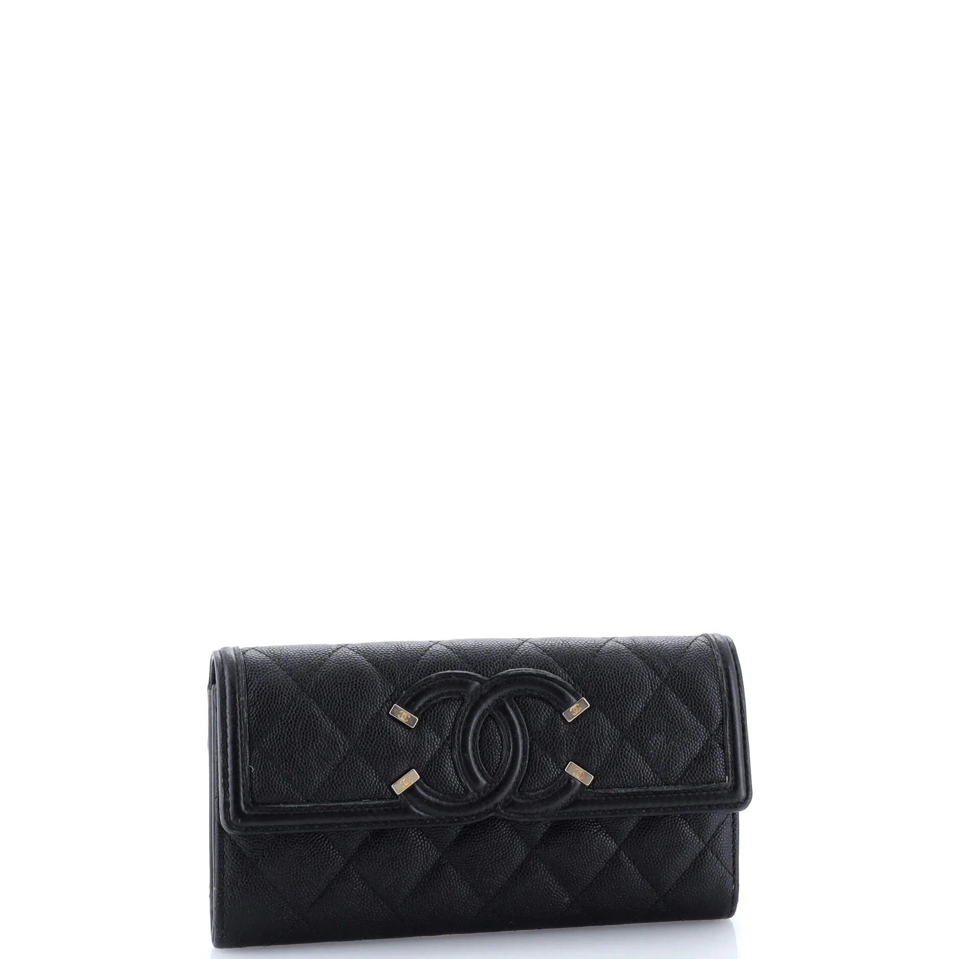 Pre-Loved Chanel Filigree Flap Wallet Quilted Caviar Long sold by Zulily product image thumbnail 2