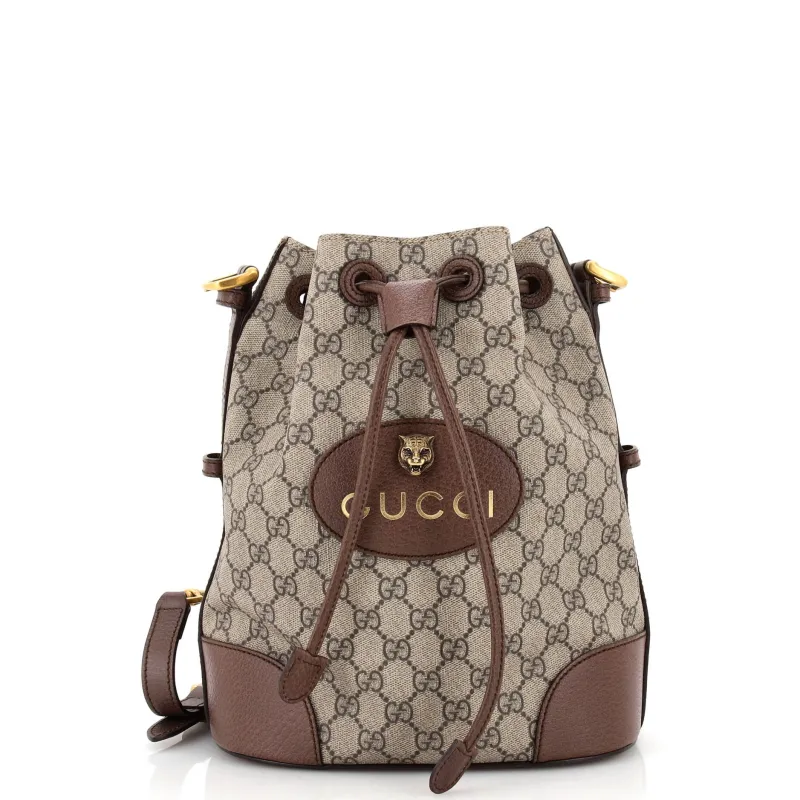 Pre-Loved Gucci Neo Vintage Drawstring Bucket Backpack GG Coated Canvas Mini sold by Zulily
