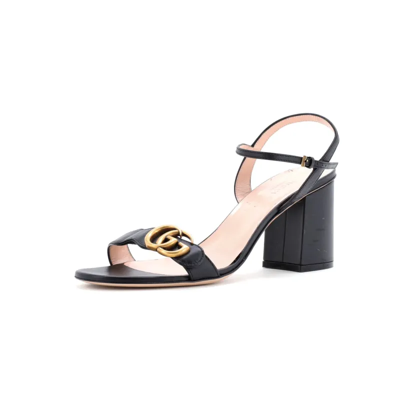 Pre-Loved Gucci Women's GG Marmont Block Heel Sandals Leather sold by Zulily