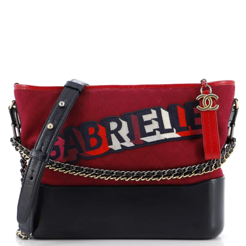 Pre-Loved Chanel Gabrielle Logo Hobo Quilted Felt and Calfskin Medium sold by Zulily