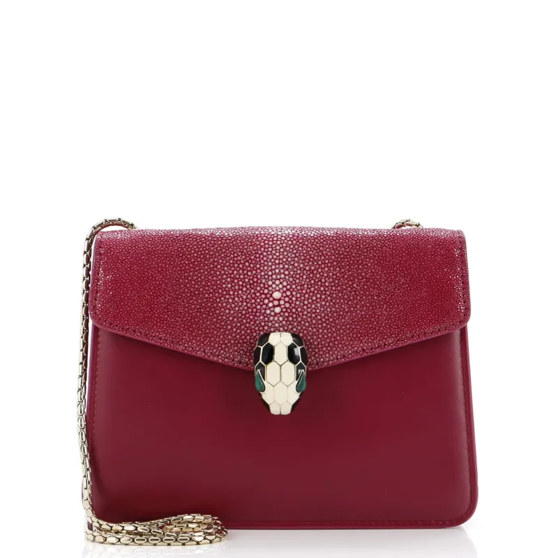 Pre-Loved Bvlgari Serpenti Forever Square Shoulder Bag Leather and Stingray Small sold by Zulily