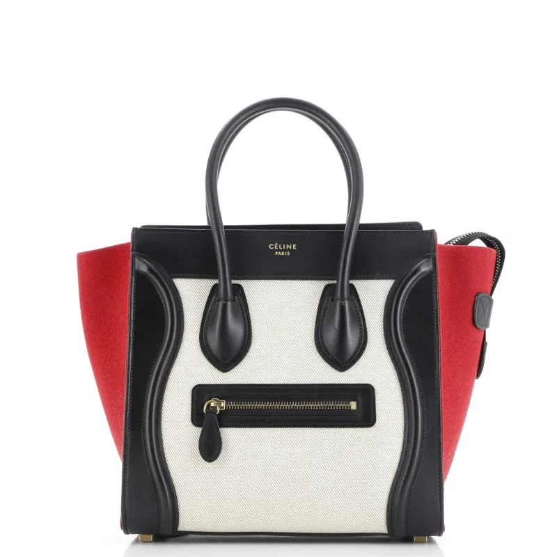 Pre-Loved Celine Tricolor Luggage Bag Canvas and Leather Micro sold by Zulily