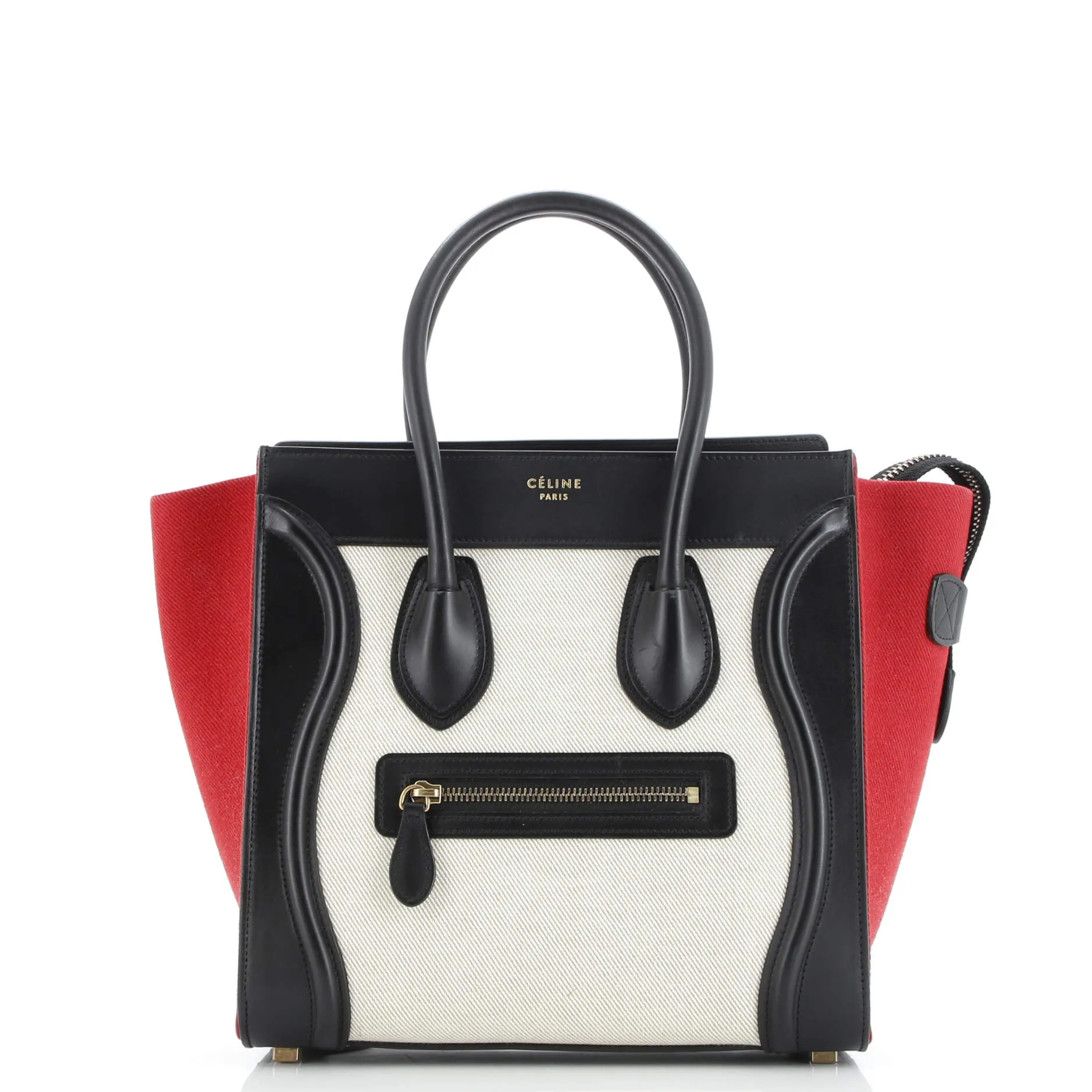 Pre-Loved Celine Tricolor Luggage Bag Canvas and Leather Micro sold by Zulily
