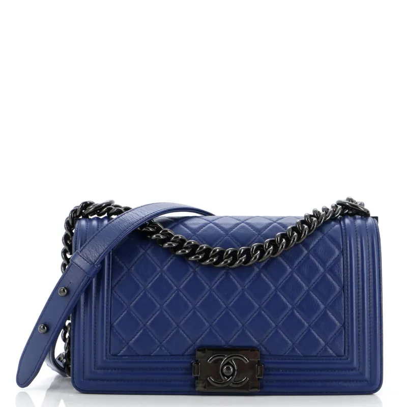 Pre-Loved Chanel Boy Flap Bag Quilted Lambskin Old Medium sold by Zulily