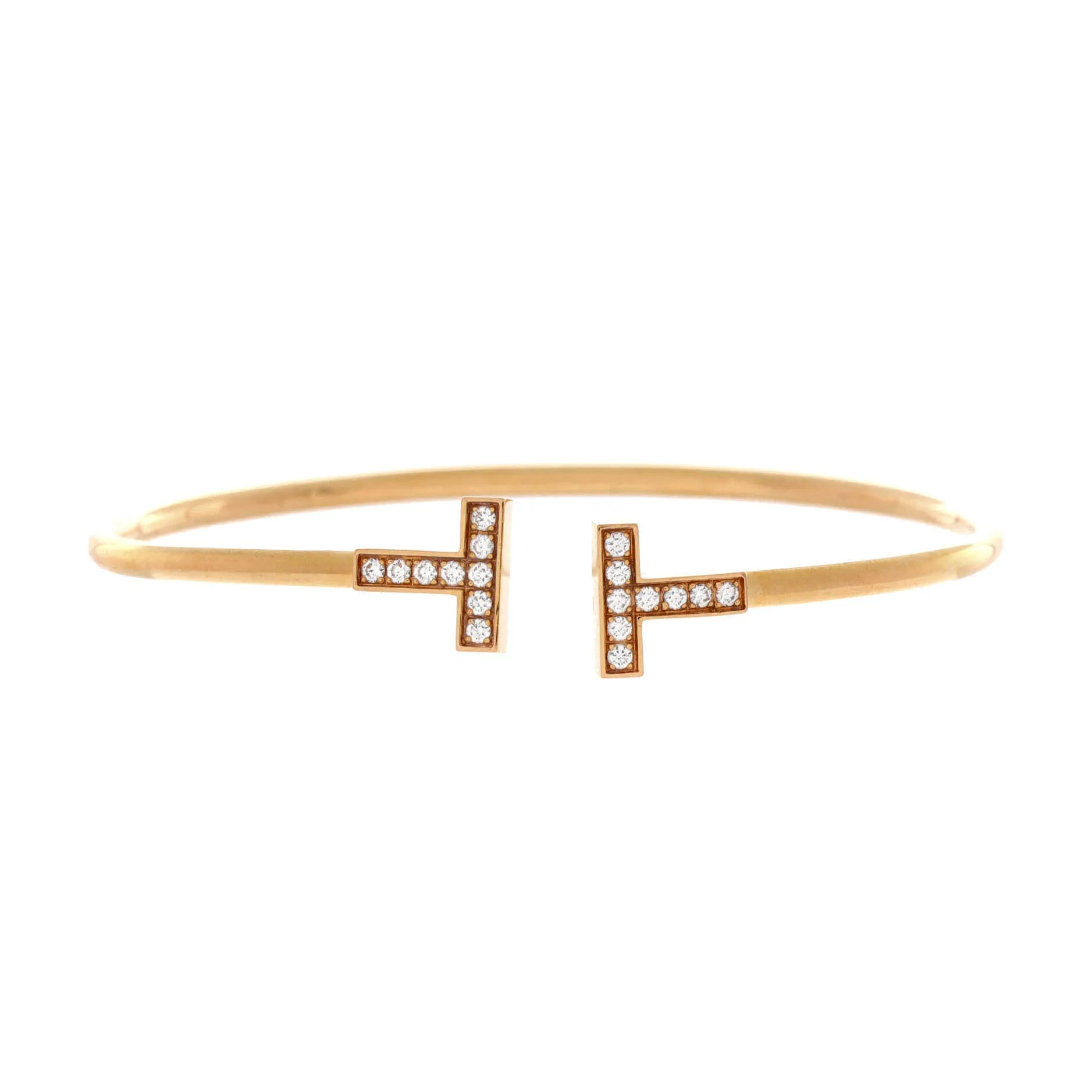 Pre-Loved Tiffany T Wire Bracelet 18K Yellow Gold and Diamonds sold by Zulily
