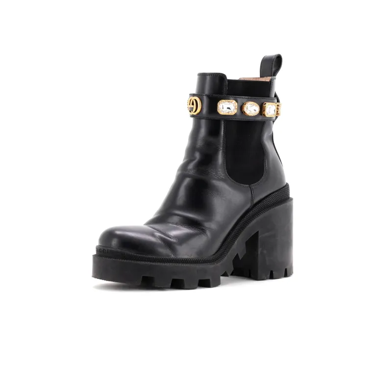 Pre-Loved Gucci Women's Trip Boots Embellished Leather made by Gucci