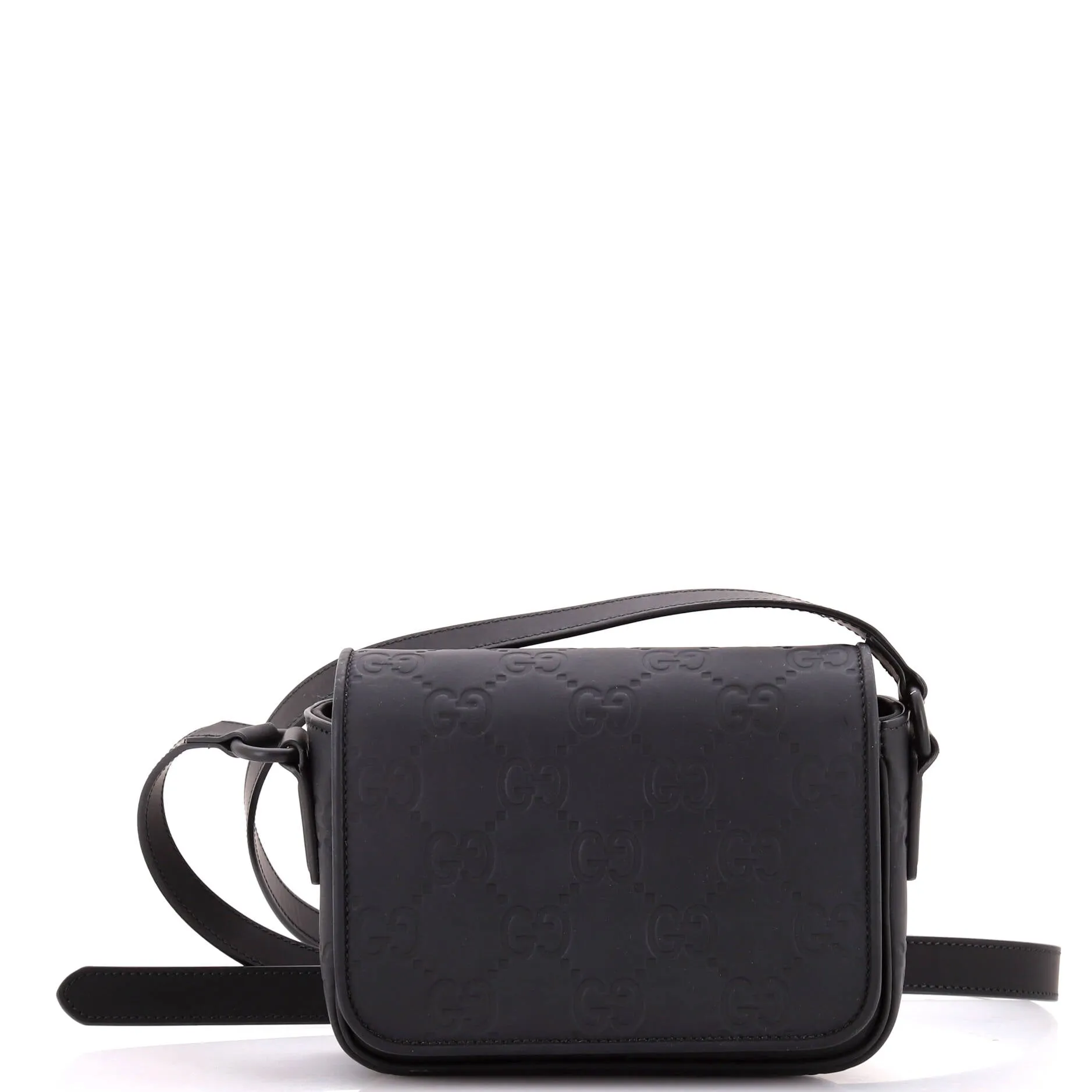 Pre-Loved Gucci Flap Crossbody Bag GG Rubber Effect Leather Super Mini sold by Zulily