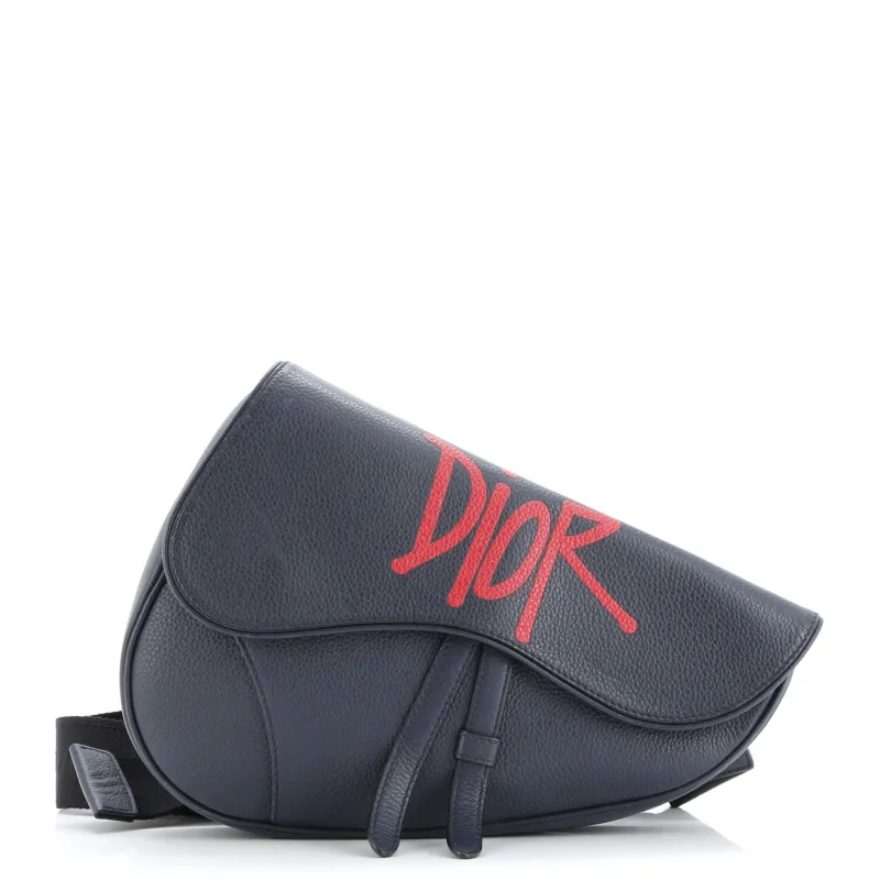Pre-Loved Christian Dior Shawn Stussy Saddle Crossbody Bag Printed Leather sold by Zulily