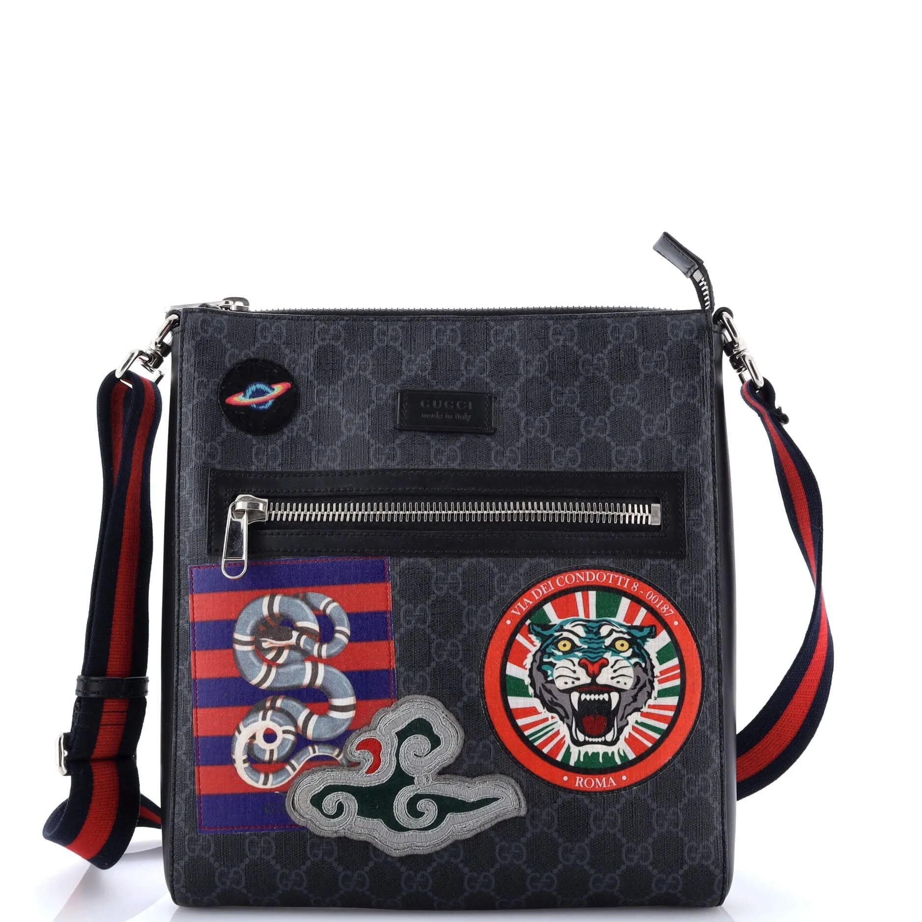 Pre-Loved Gucci Night Courrier Zip Messenger GG Coated Canvas with Applique Medium sold by Zulily