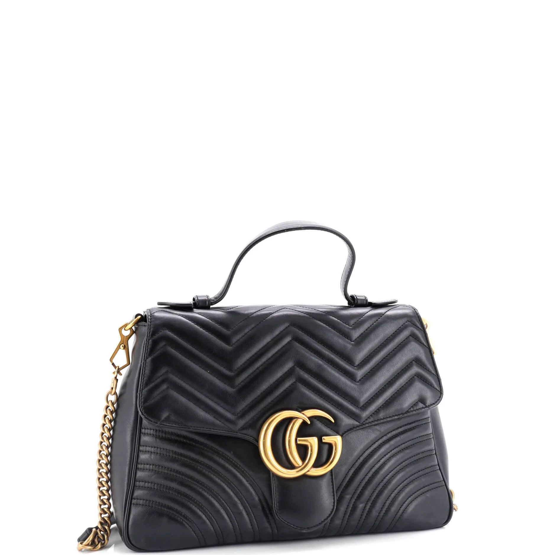 Pre-Loved Gucci GG Marmont Top Handle Flap Bag Matelasse Leather Medium sold by Zulily product image thumbnail 2