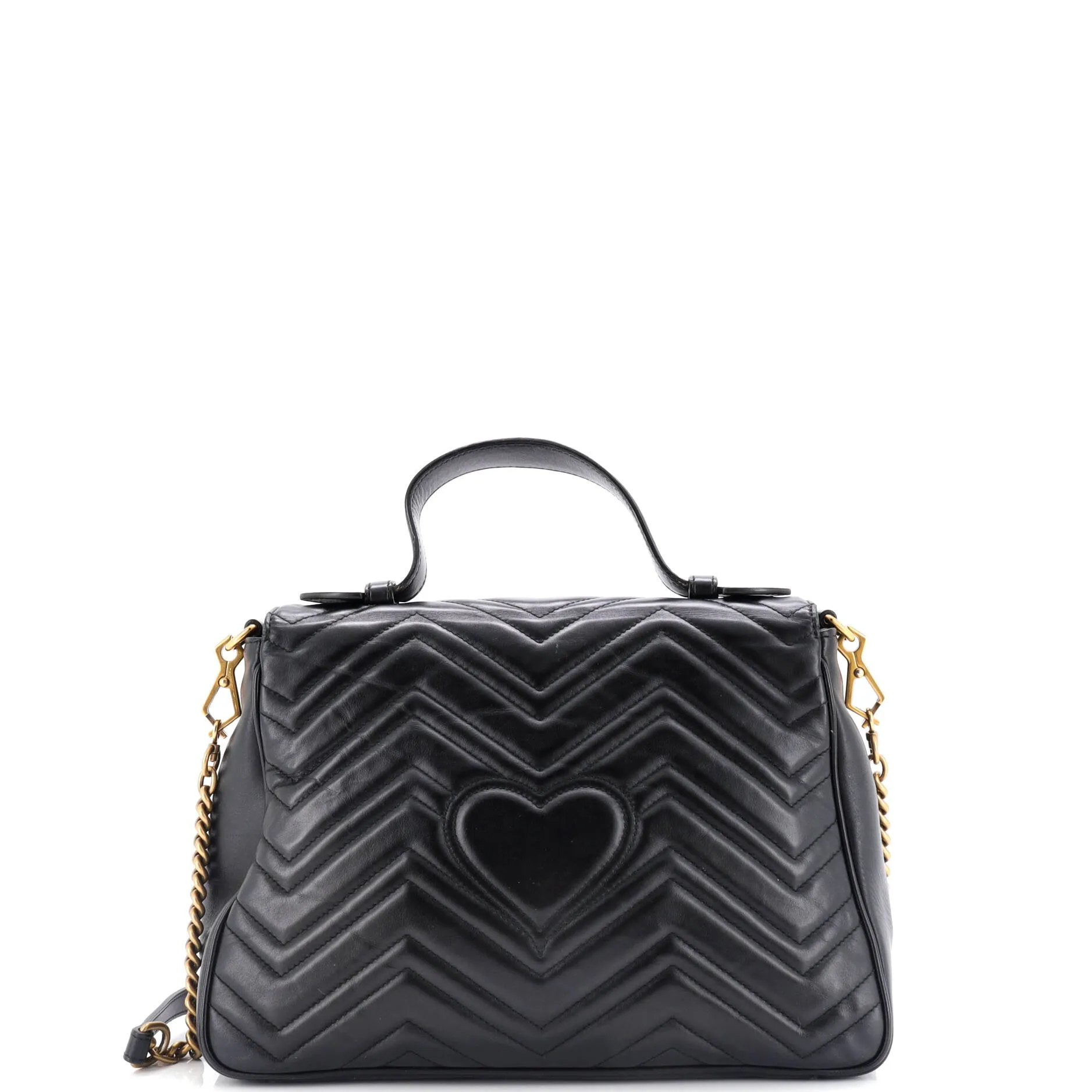 Pre-Loved Gucci GG Marmont Top Handle Flap Bag Matelasse Leather Medium sold by Zulily product image thumbnail 3