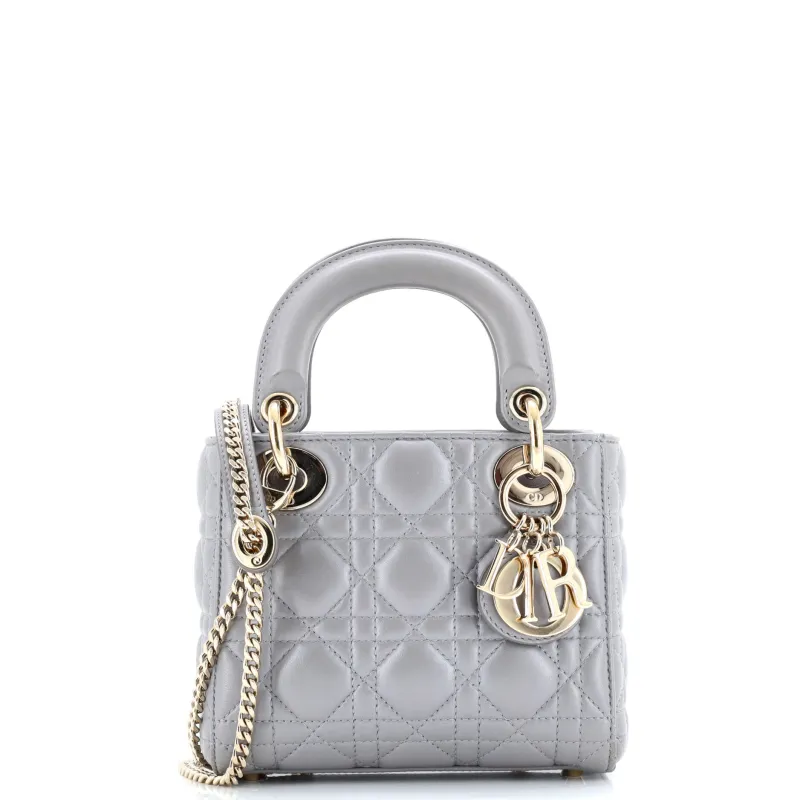 Pre-Loved Christian Dior Lady Dior Chain Bag Cannage Quilt Lambskin Mini sold by Zulily