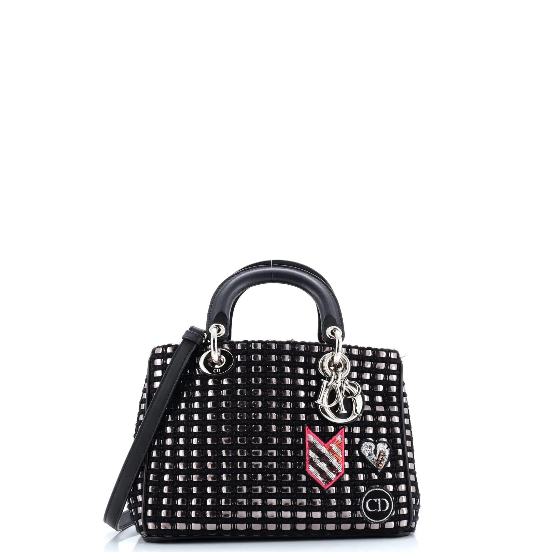Pre-Loved Christian Dior Diorissimo Tote Patch Embellished Metallic Tweed Mini sold by Zulily