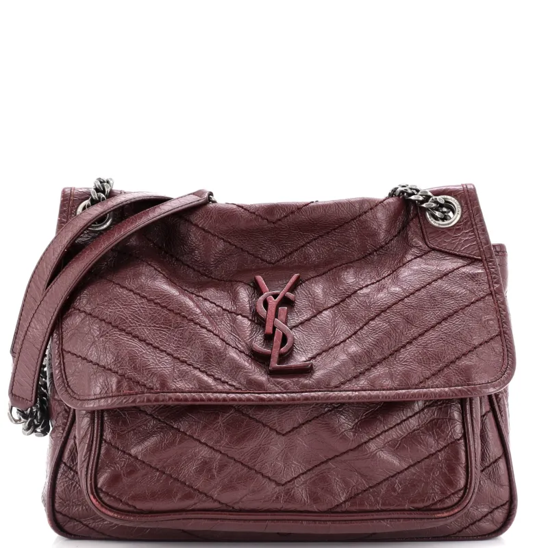 Pre-Loved Saint Laurent Niki Chain Flap Bag Matelasse Chevron Leather Medium sold by Zulily