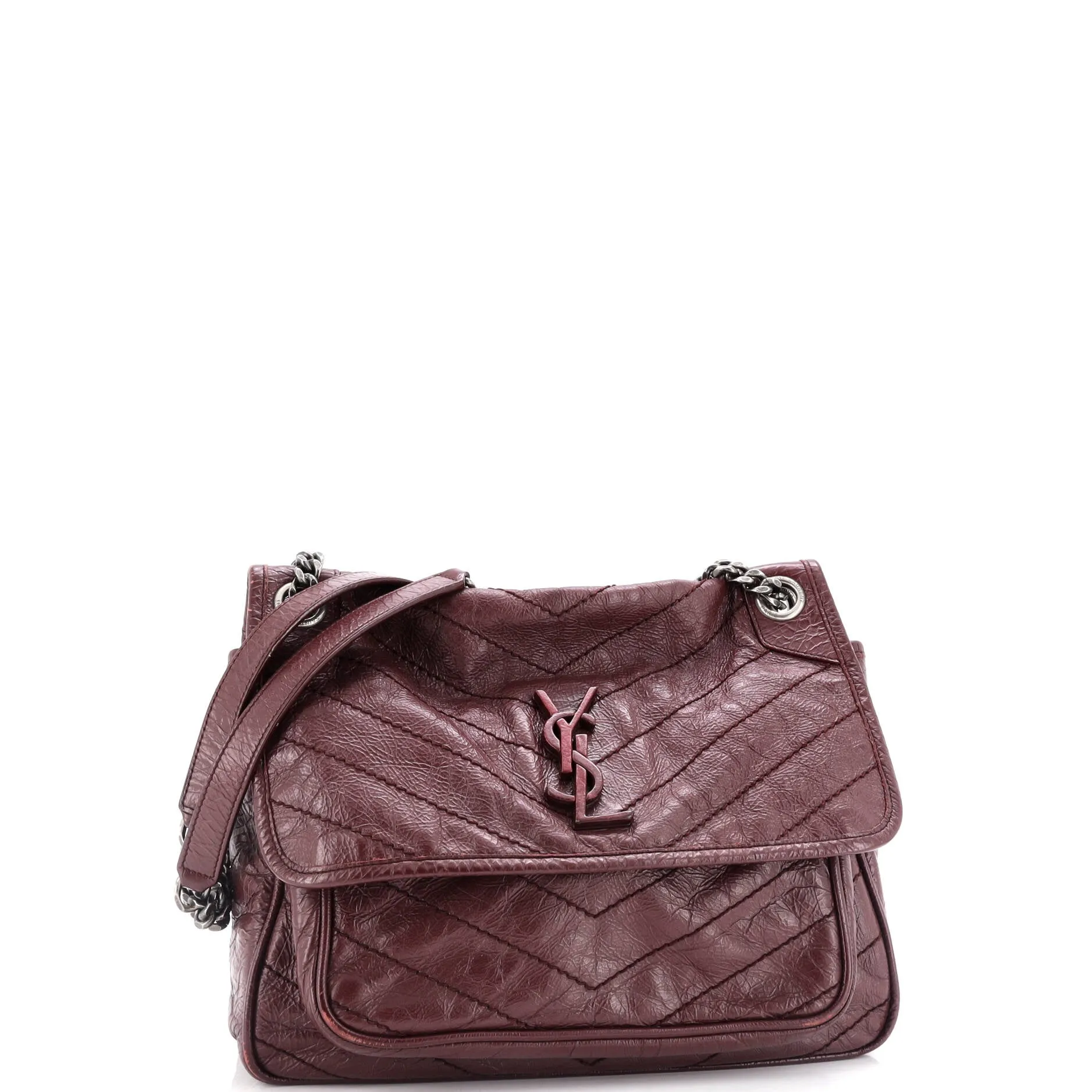 Pre-Loved Saint Laurent Niki Chain Flap Bag Matelasse Chevron Leather Medium sold by Zulily product image thumbnail 2