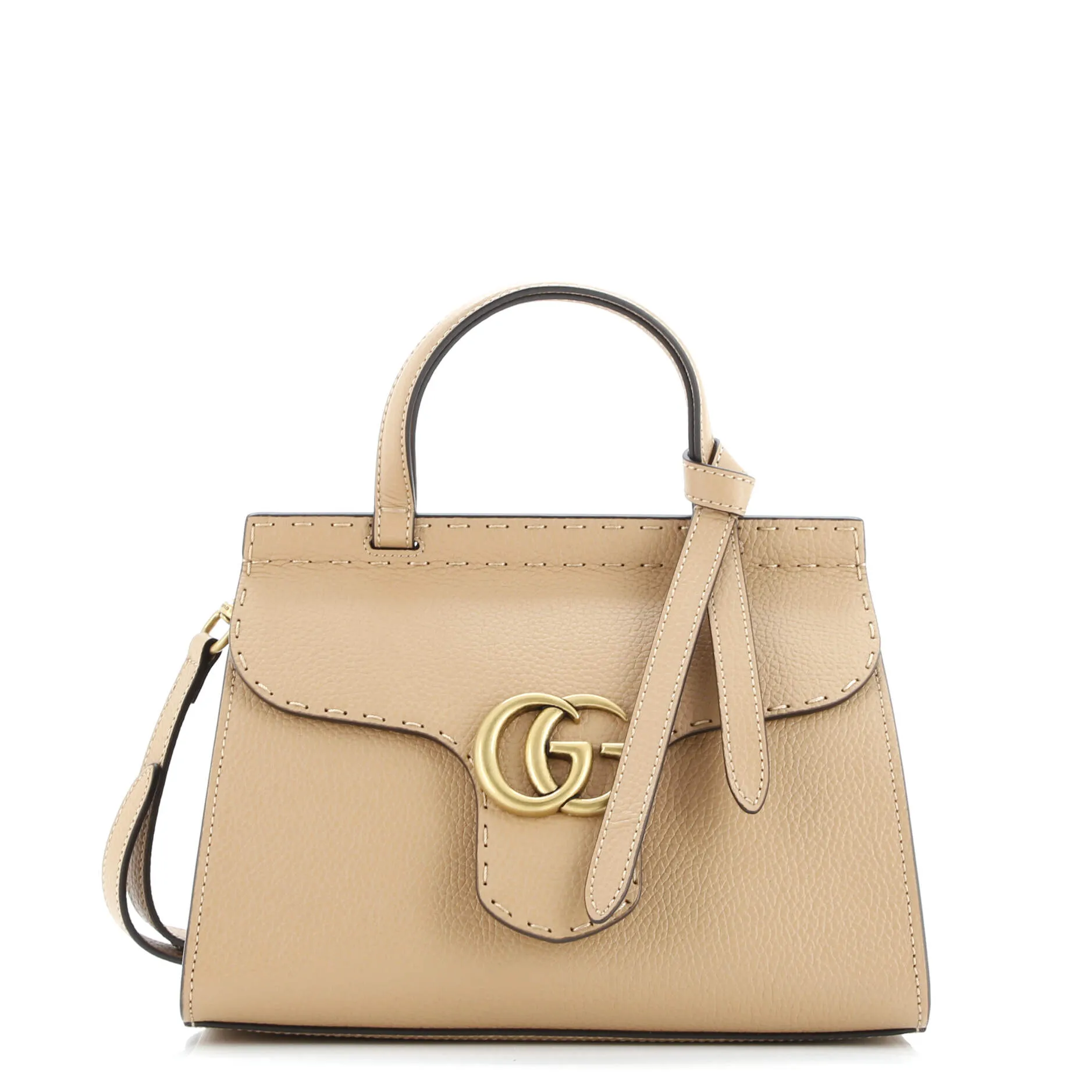 Pre-Loved Gucci GG Marmont Top Handle Bag Leather Mini sold by Zulily