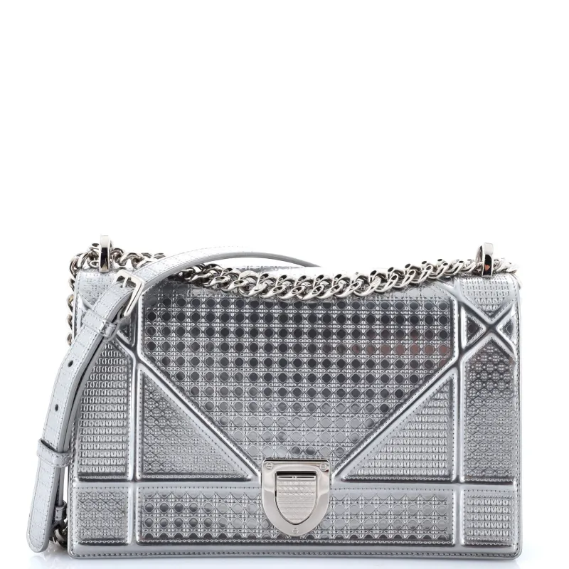 Pre-Loved Christian Dior Diorama Flap Bag Cannage Embossed Calfskin Medium sold by Zulily
