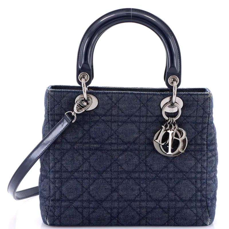 Pre-Loved Christian Dior Lady Dior Bag Cannage Quilt Denim Medium sold by Zulily