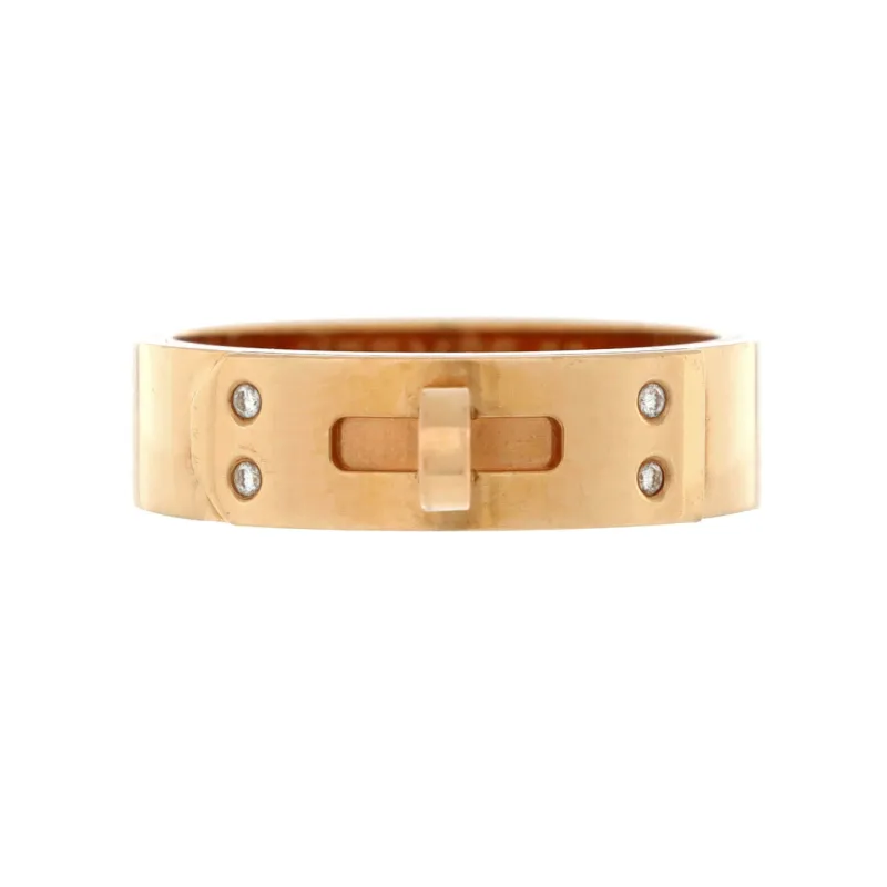 Pre-Loved Hermes Kelly Ring 18K Rose Gold with Diamonds PM sold by Zulily