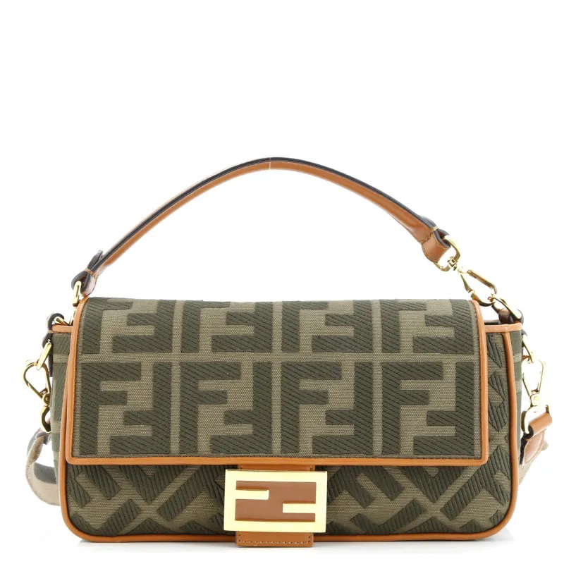 Pre-Loved Fendi Baguette NM Bag Zucca Embroidered Canvas Medium sold by Zulily
