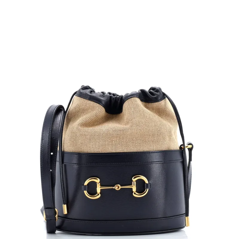 Pre-Loved Gucci Horsebit 1955 Bucket Crossbody Bag Leather and Canvas Small sold by Zulily