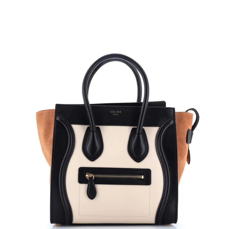 Pre-Loved Celine Tricolor Luggage Bag Leather Micro sold by Zulily