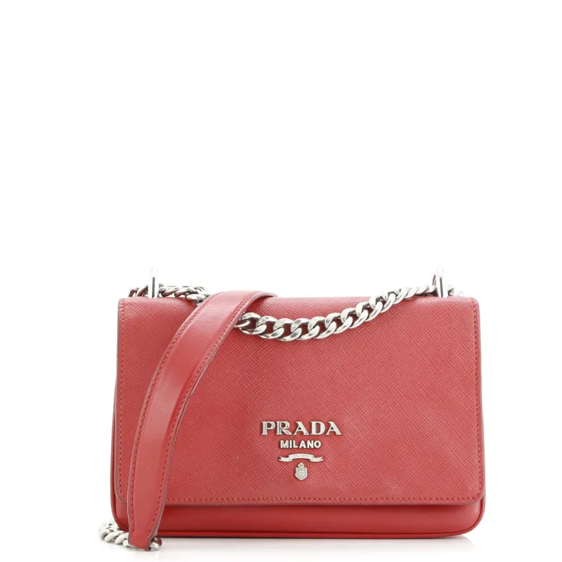 Pre-Loved Prada Chain Flap Crossbody Bag Saffiano and Soft Calf Small sold by Zulily