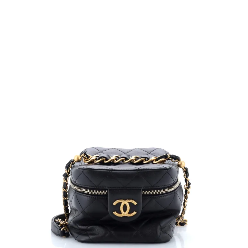 Pre-Loved Chanel Chain Bar Vanity Case with Chain Quilted Calfskin Small sold by Zulily