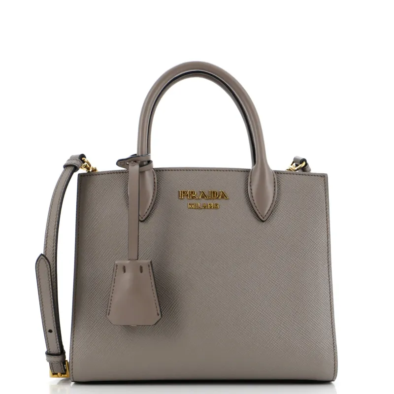 Pre-Loved Prada Bibliotheque Tote Saffiano with City Calf Small made by Prada