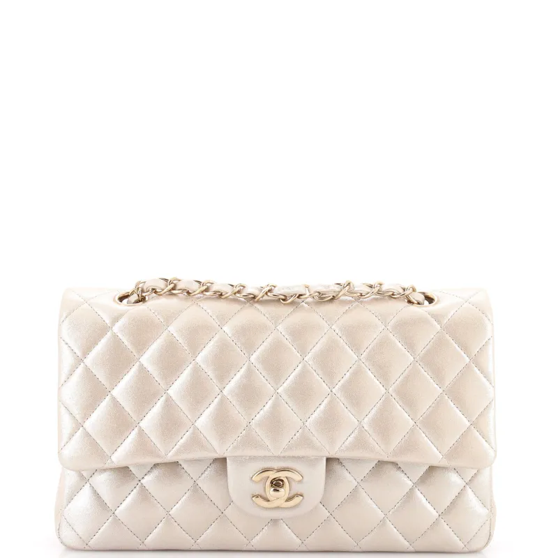 Pre-Loved Chanel Classic Double Flap Bag Quilted Iridescent Calfskin Medium sold by Zulily