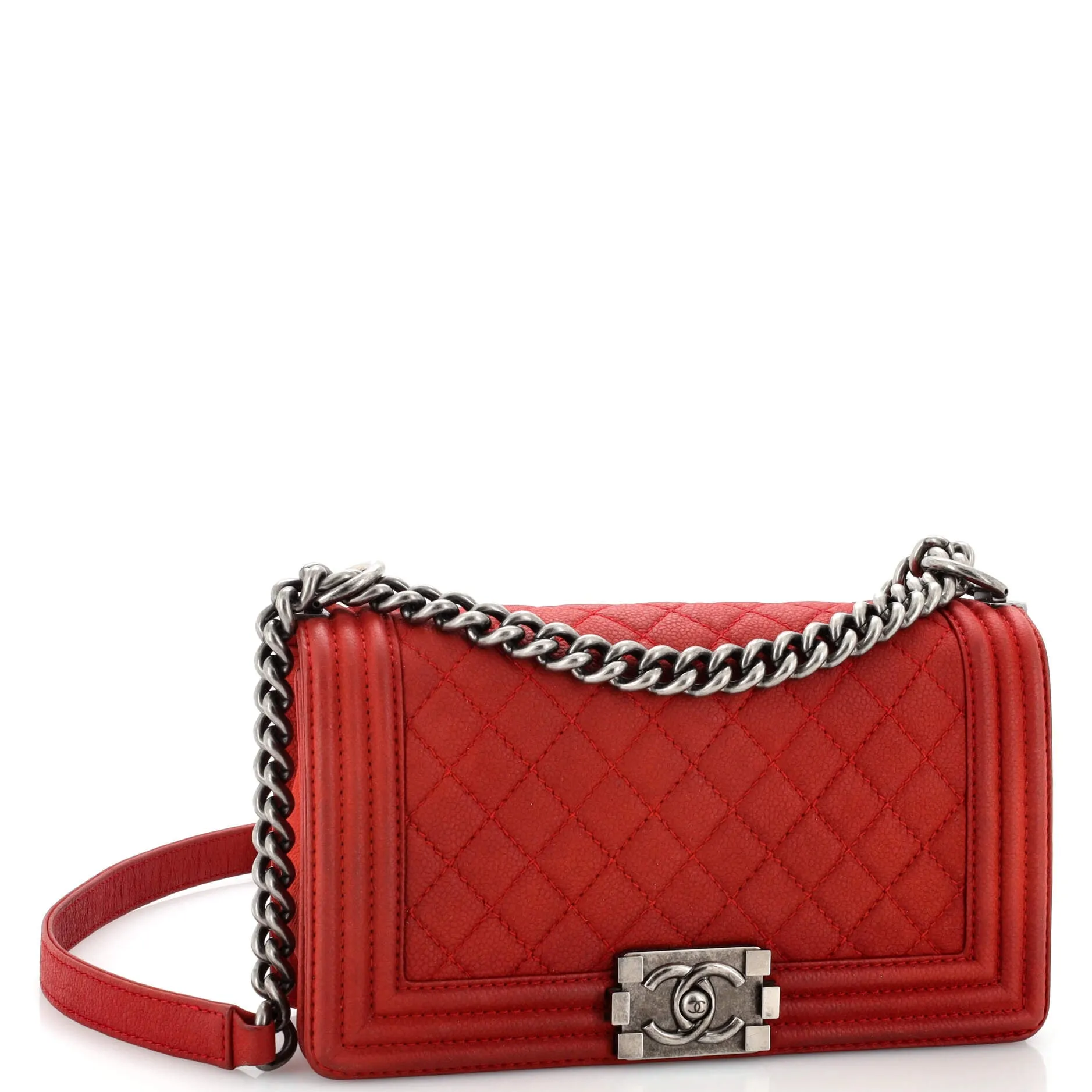 Pre-Loved Chanel Boy Flap Bag Quilted Matte Caviar Old Medium sold by Zulily product image thumbnail 2