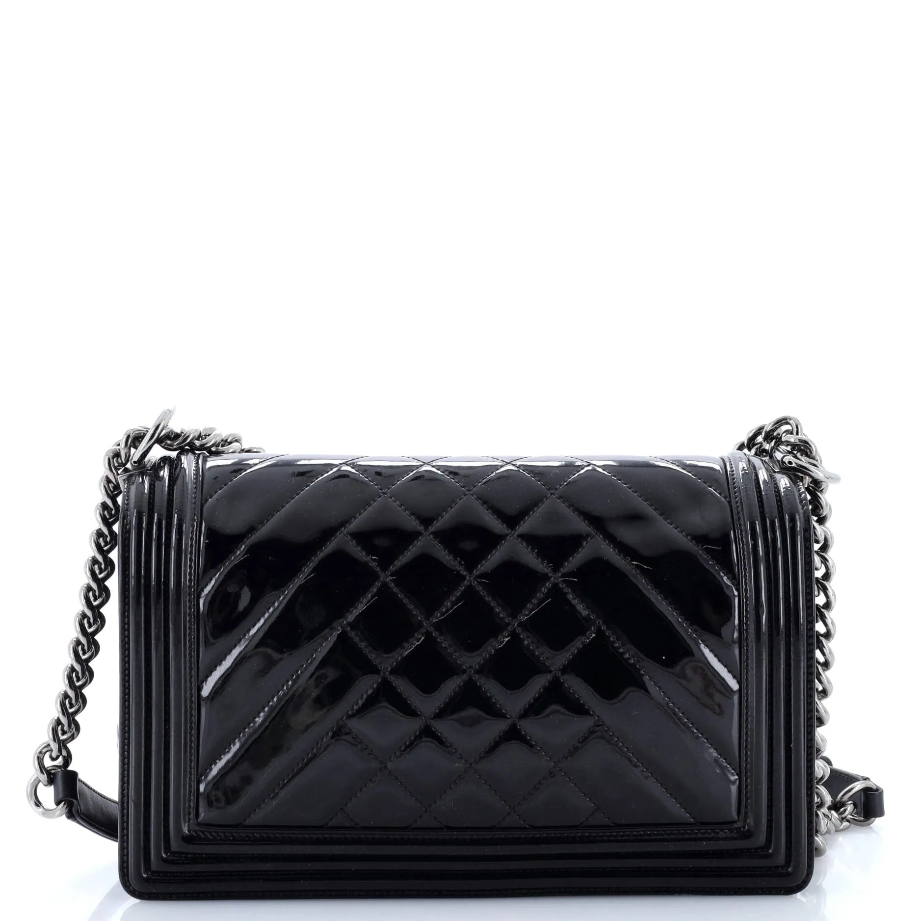 Pre-Loved Chanel Boy Flap Bag Chevron Patent New Medium sold by Zulily product image thumbnail 3