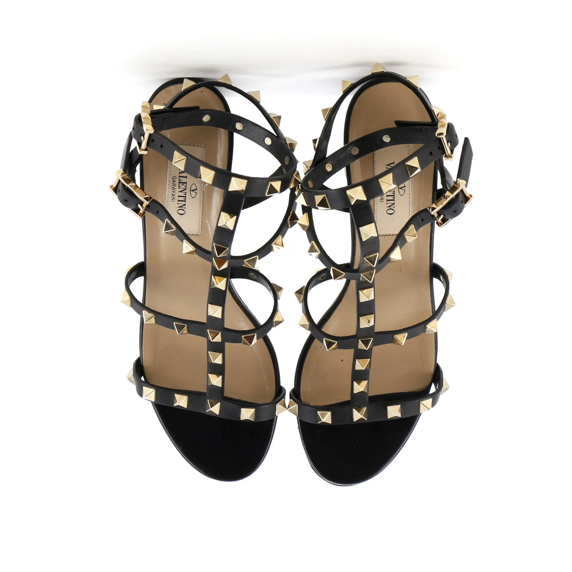 Pre-Loved Valentino Women's Rockstud Caged Ankle Strap Block Heel Sandals Leather sold by Zulily product image thumbnail 2