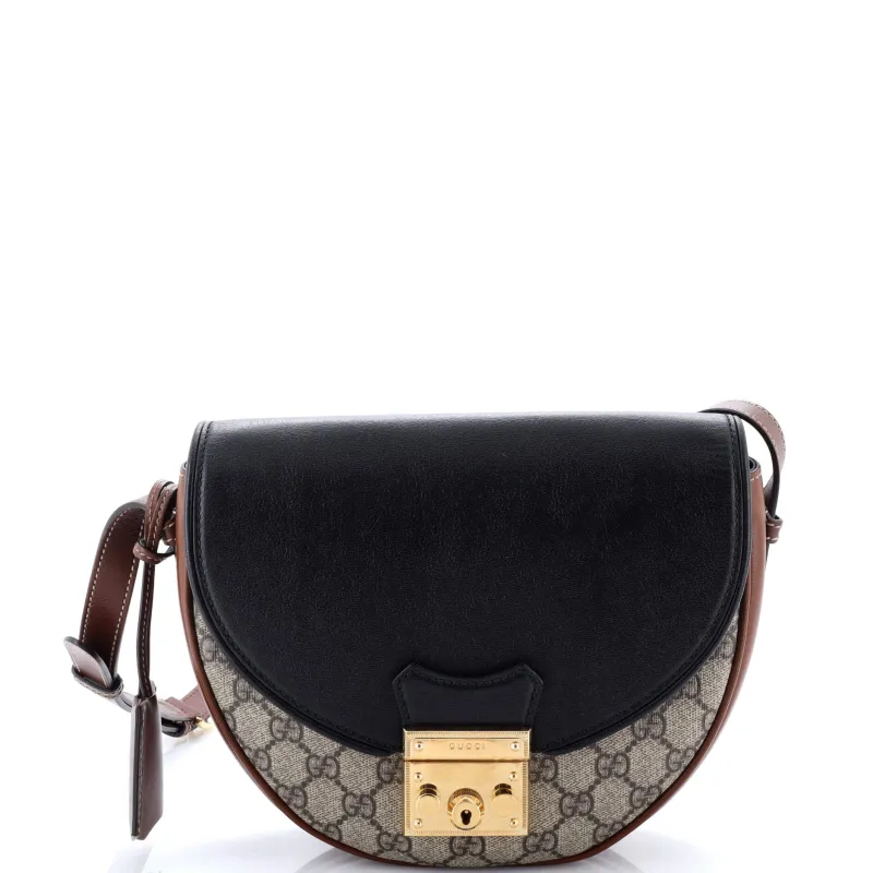 Pre-Loved Gucci Padlock Saddle Shoulder Bag GG Coated Canvas and Leather Small sold by Zulily