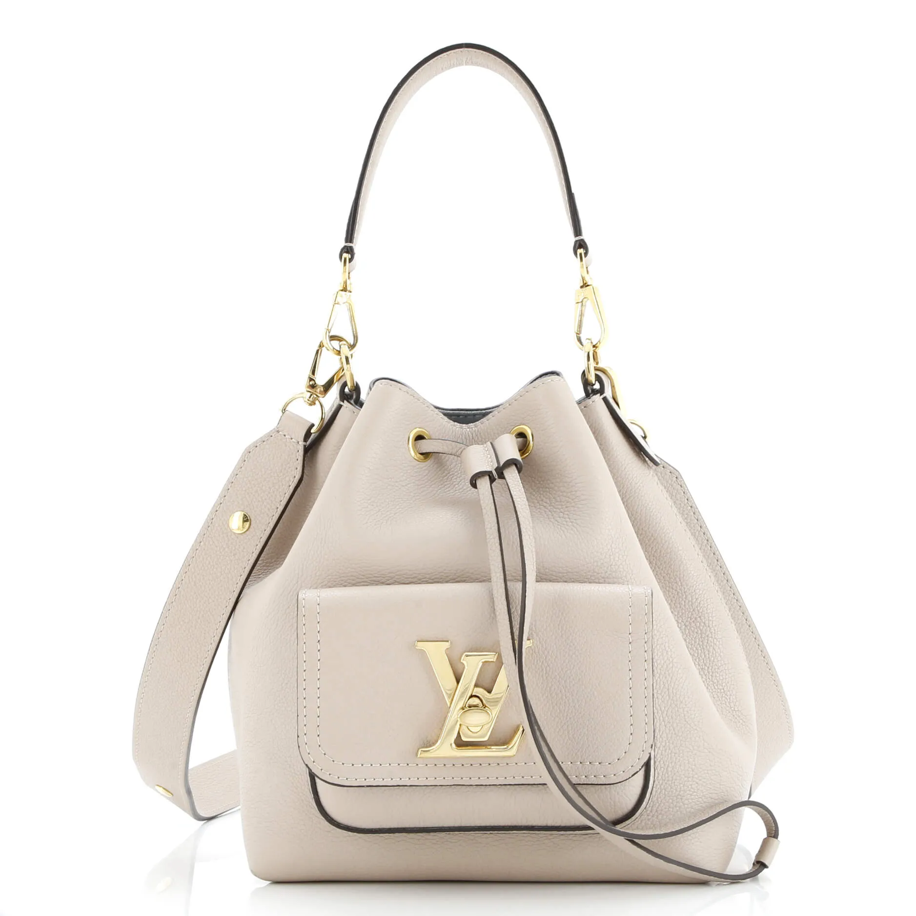 Pre-Loved Louis Vuitton Lockme Pocket Bucket Bag Leather sold by Zulily