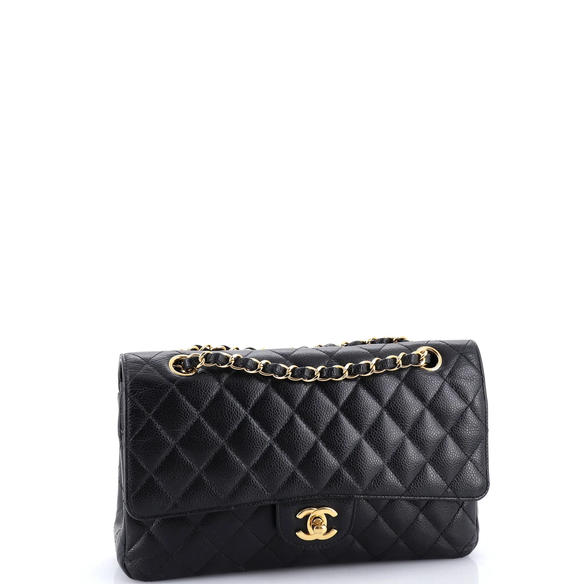 Pre-Loved Chanel Classic Double Flap Bag Quilted Caviar Medium sold by Zulily product image thumbnail 3