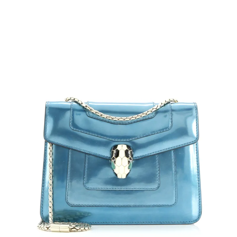 Pre-Loved Bvlgari Serpenti Forever Square Shoulder Bag Metallic Leather Small sold by Zulily