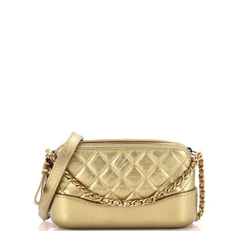 Pre-Loved Chanel Gabrielle Double Zip Clutch with Chain Quilted Aged Calfskin made by Chanel