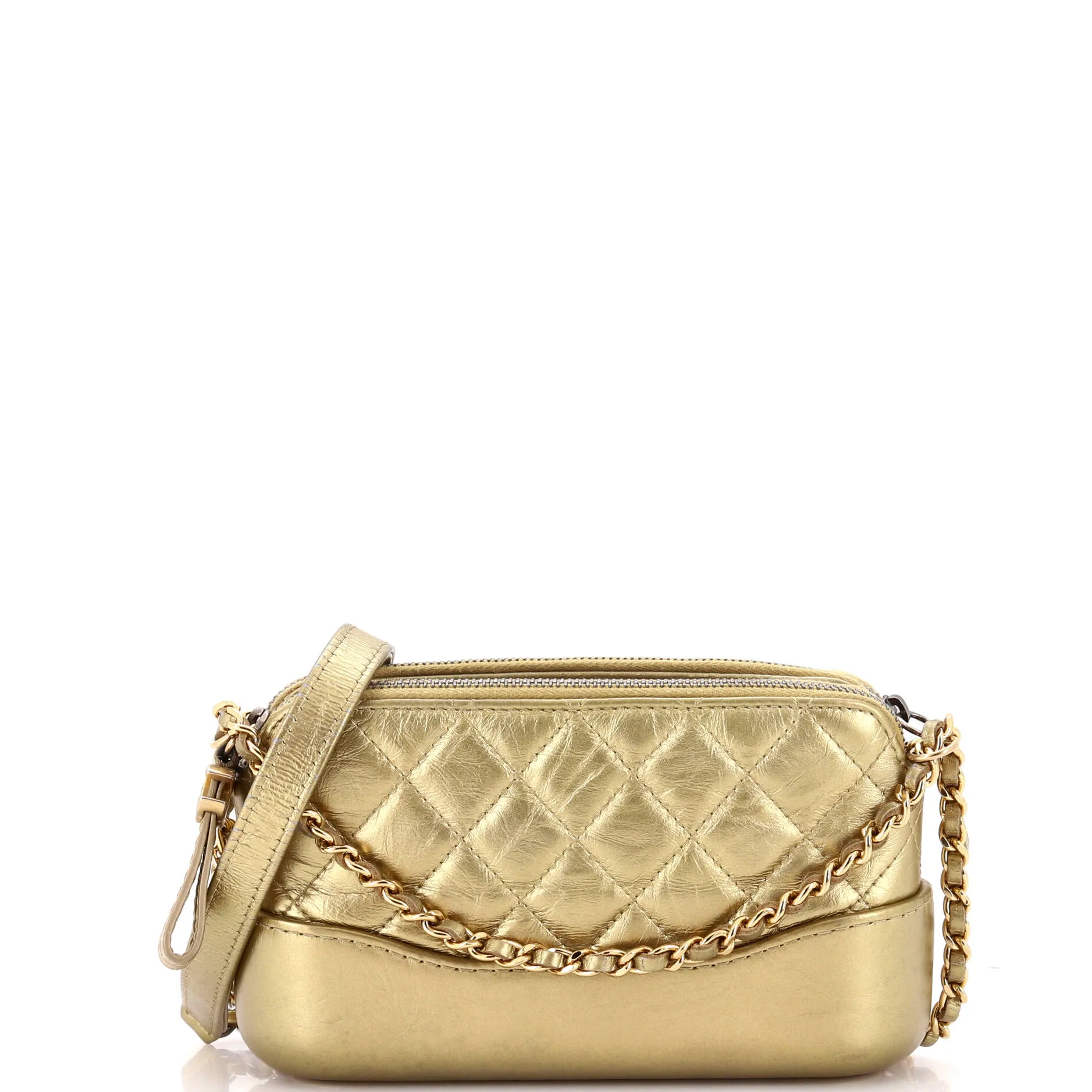 Pre-Loved Chanel Gabrielle Double Zip Clutch with Chain Quilted Aged Calfskin sold by Zulily