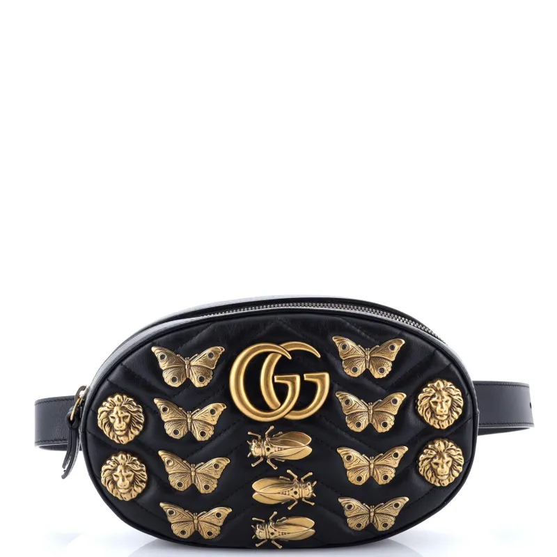 Pre-Loved Gucci GG Marmont Belt Bag Embellished Matelasse Leather sold by Zulily