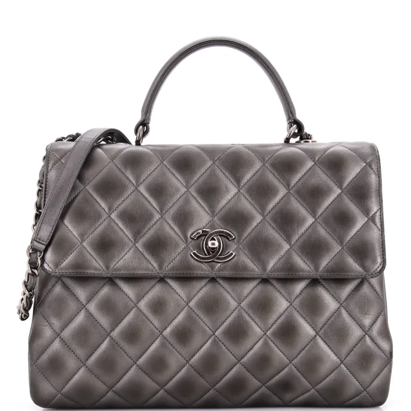 Pre-Loved Chanel Trendy CC Top Handle Bag Quilted Lambskin Large sold by Zulily