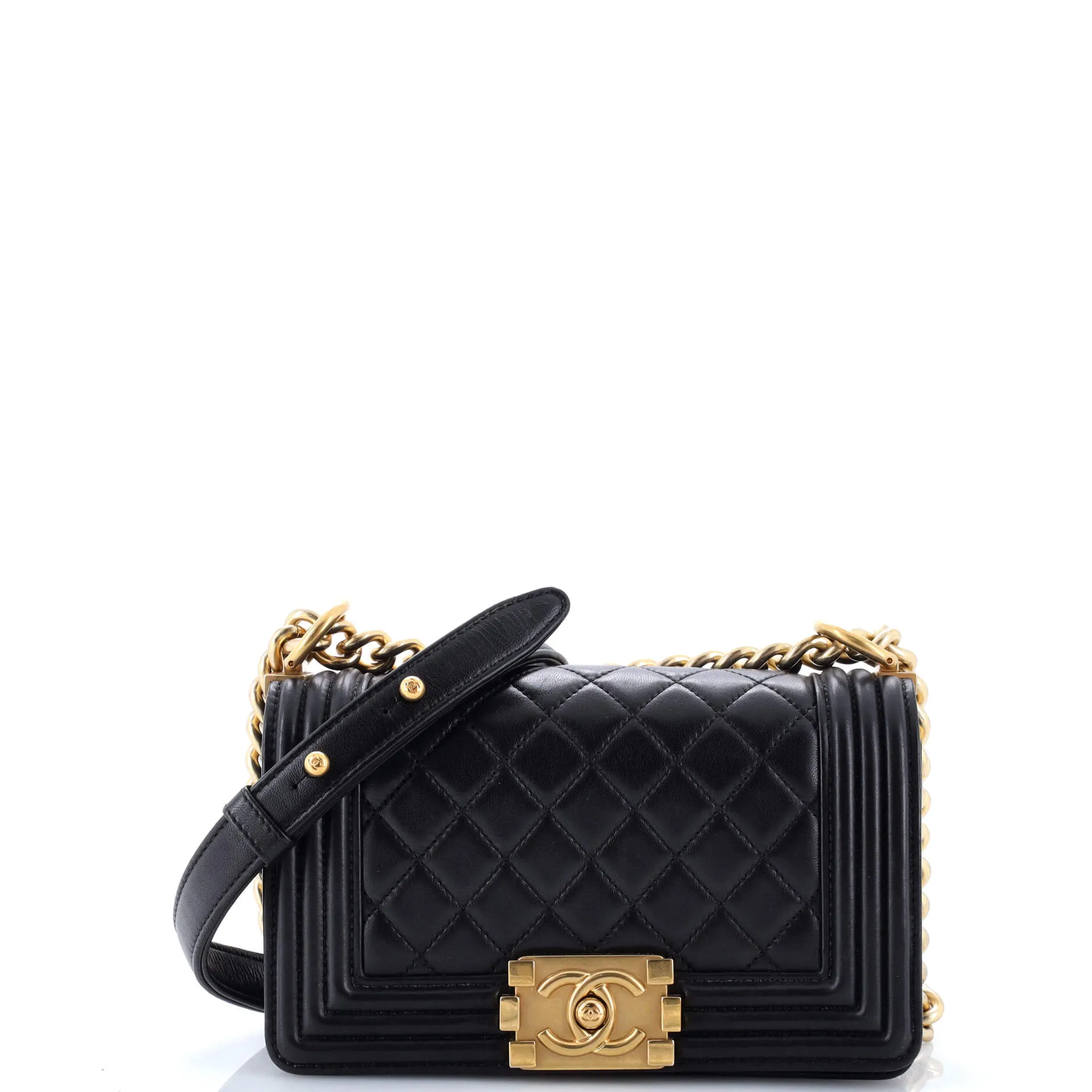 Pre-Loved Chanel Boy Flap Bag Quilted Lambskin Small sold by Zulily