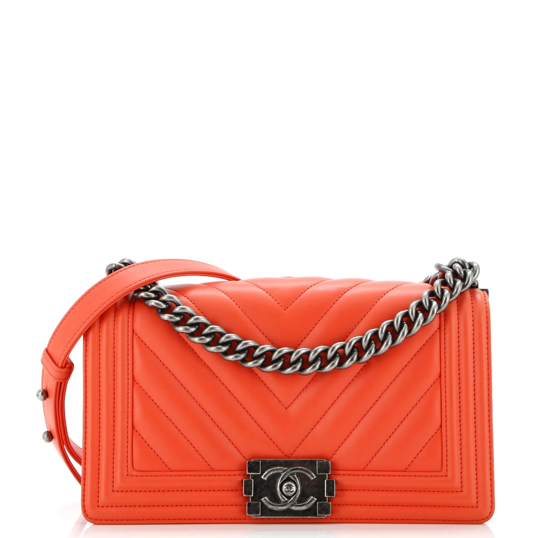 Pre-Loved Chanel Boy Flap Bag Chevron Calfskin Old Medium sold by Zulily product image thumbnail 2