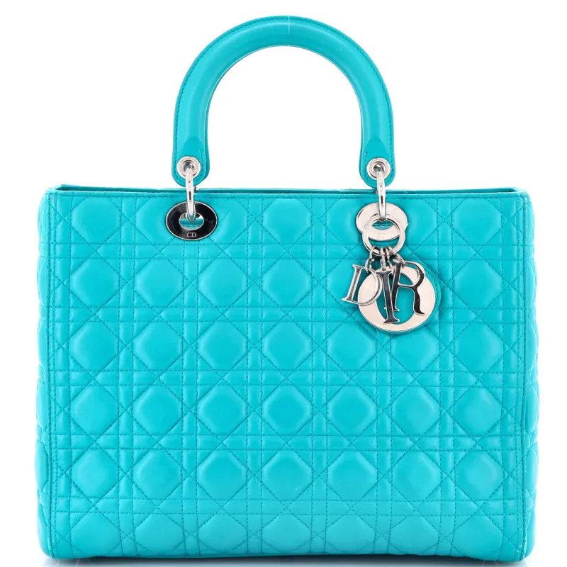 Pre-Loved Christian Dior Lady Dior Bag Cannage Quilt Lambskin Large sold by Zulily