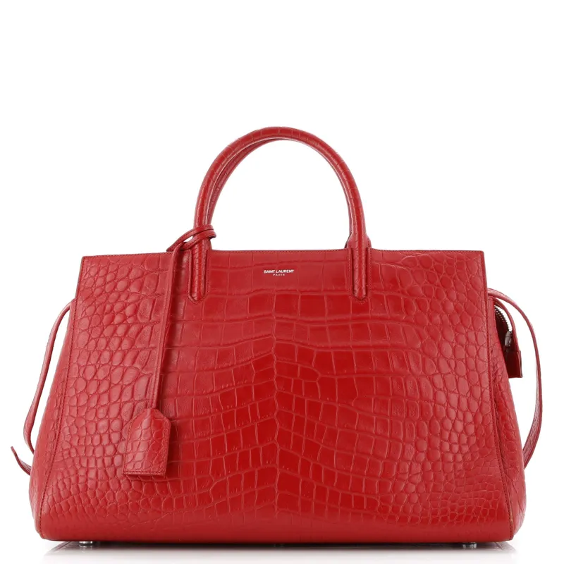 Pre-Loved Saint Laurent Rive Gauche Cabas Crocodile Embossed Leather Medium sold by Zulily