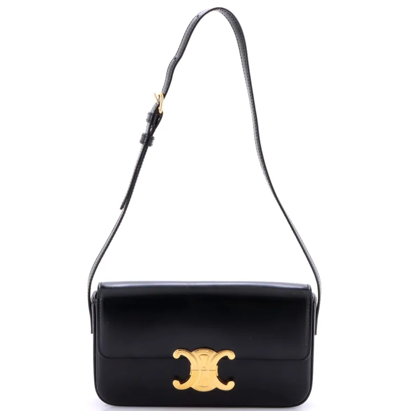 Pre-Loved Celine Triomphe East-West Shoulder Bag Smooth Calfskin sold by Zulily