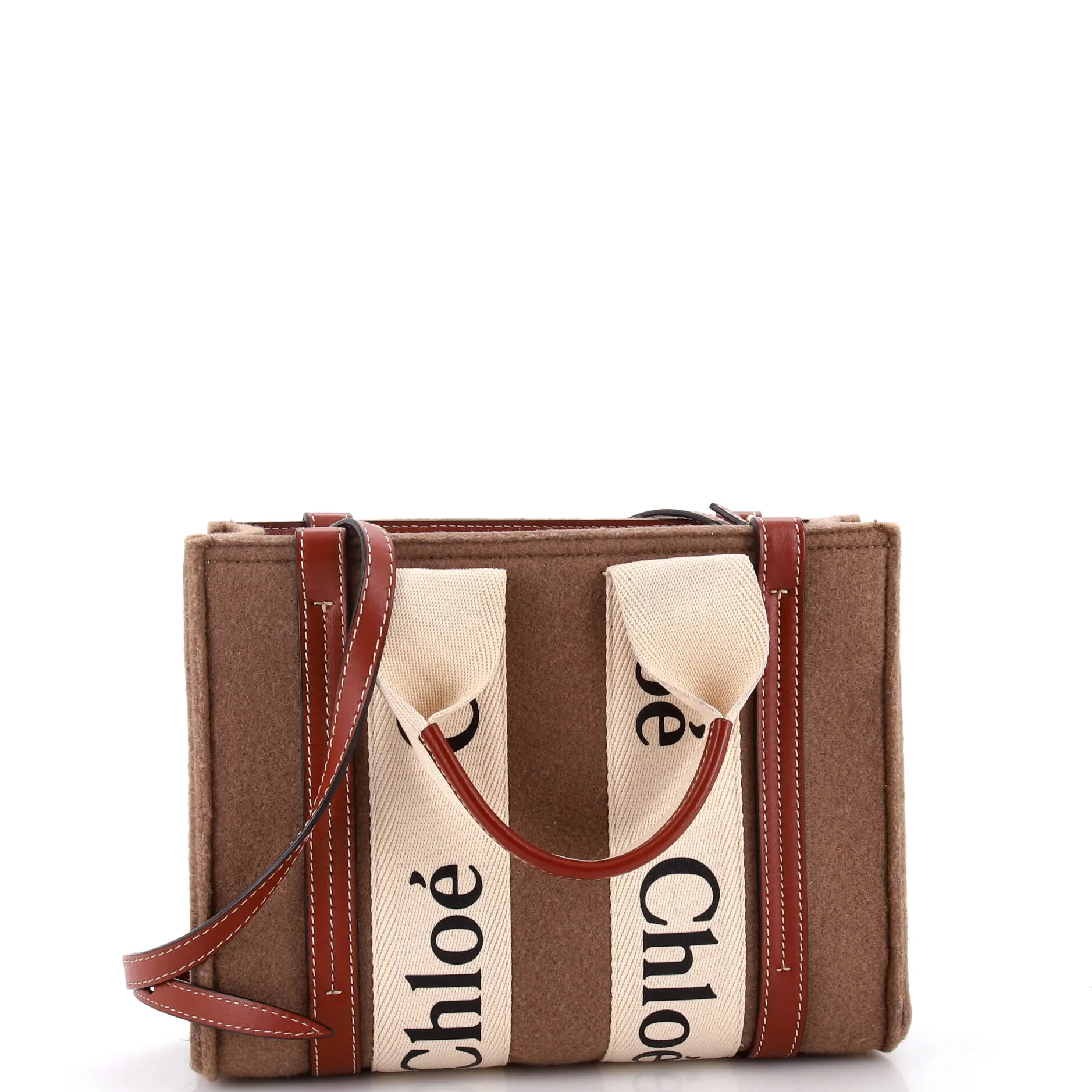 Pre-Loved Chloe Woody Tote Recycled Felt with Leather and Canvas Small sold by Zulily product image thumbnail 2