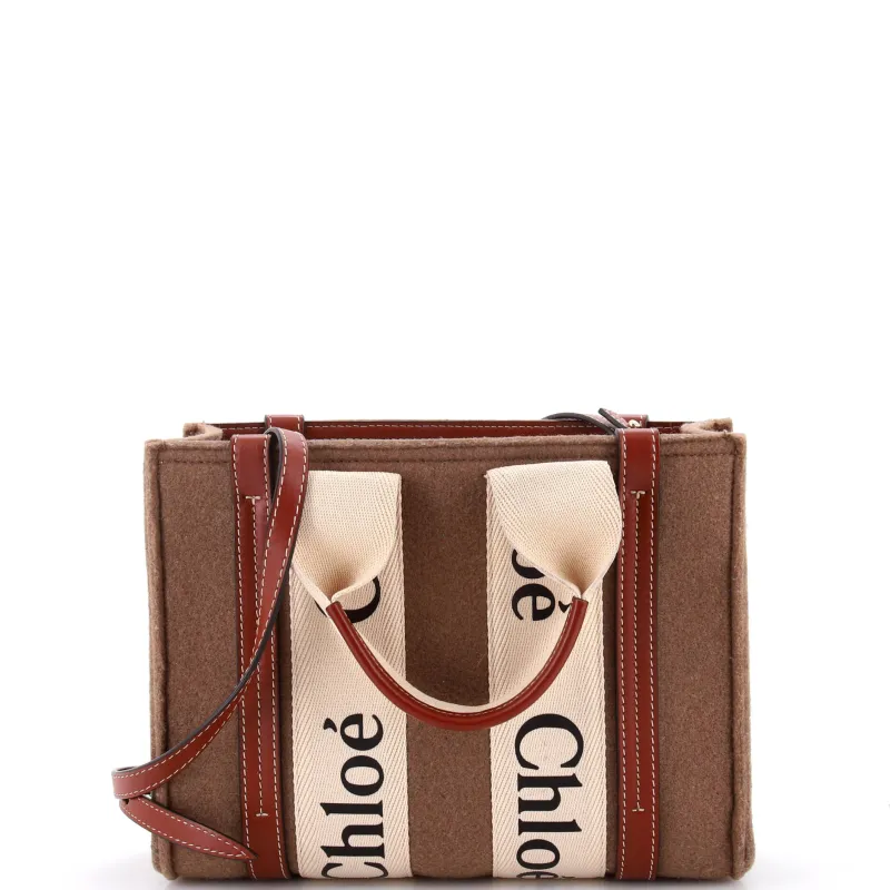 Pre-Loved Chloe Woody Tote Recycled Felt with Leather and Canvas Small sold by Zulily