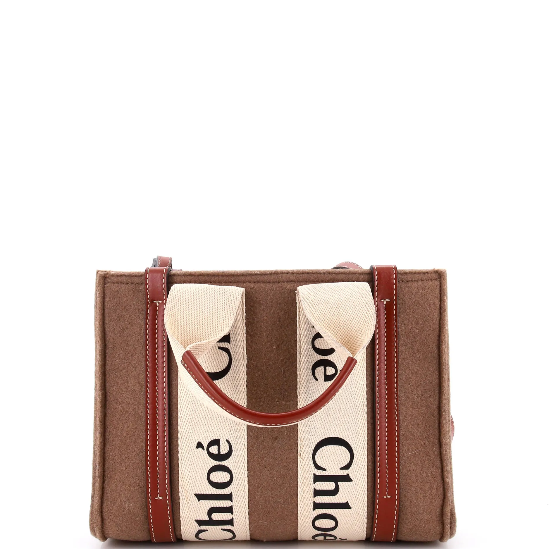 Pre-Loved Chloe Woody Tote Recycled Felt with Leather and Canvas Small sold by Zulily product image thumbnail 3