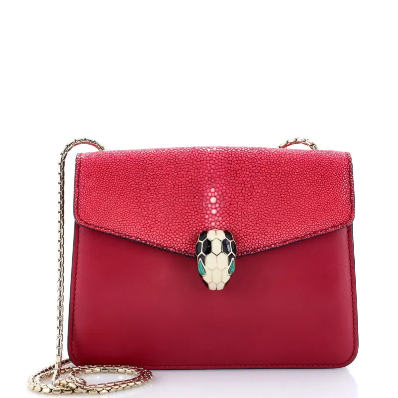 Pre-Loved Bvlgari Serpenti Forever Square Shoulder Bag Leather and Stingray Small sold by Zulily